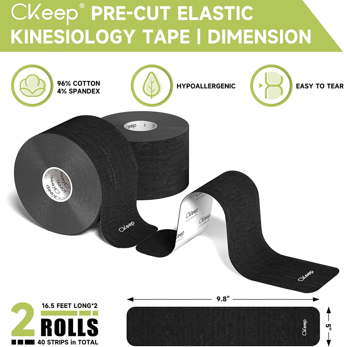 CKeep Kinesiology Tape (2 Rolls), Original Cotton Elastic Premium Athl –  ankovo