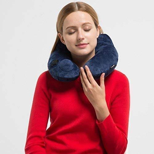 Metene Inflatable Travel Pillow Soft Velvet Neck Support Pillows