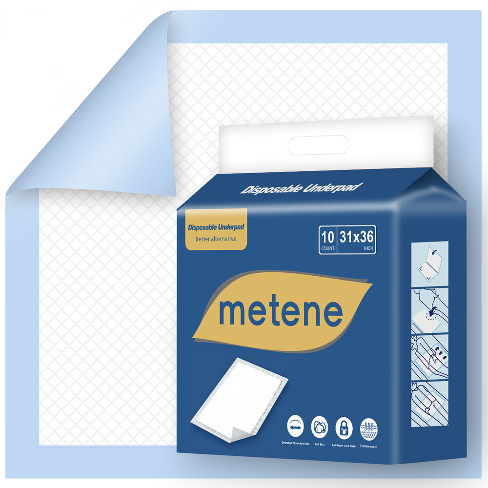 Metene Disposable Waterproof Underpads 10PCS 31 x 36,Heavy