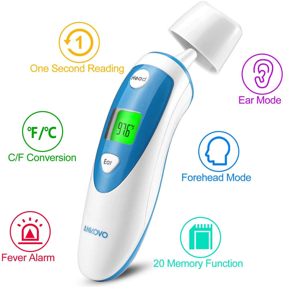 ANKOVO Thermometer for Fever Digital Medical Infrared Forehead and Ear –  ankovo